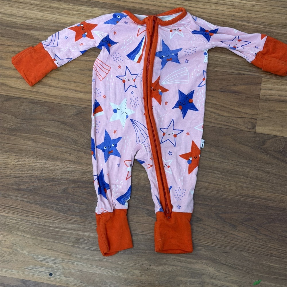 Little Sleepies Baby Girls Preemie Newborn USA Patriotic Stars Bamboo Sleeper PJ